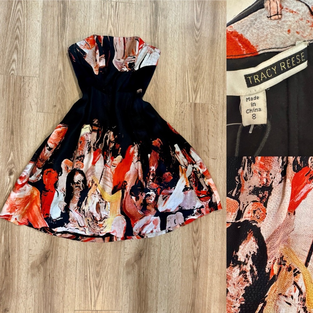 Tracy Reese printed dress 8 Norman Marcus Painted abstract dancing Watercolor